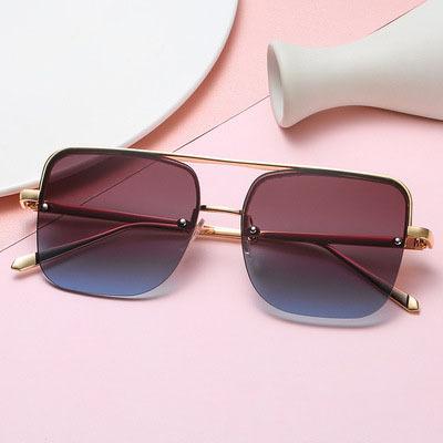 China 15 Years Experience Trendy Women's Fashion Street Punk Sunglasses New Big-frame Double-beam Square Half-frame Sunglasses for sale