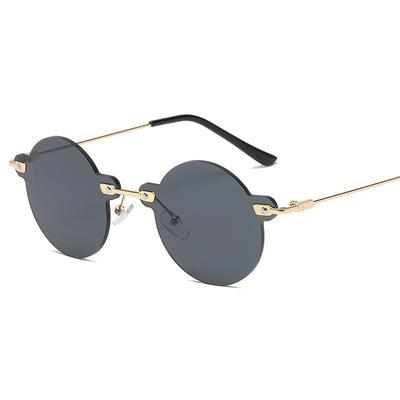 China 15 Years Experience New Fashion Round Metal Personality Small Frame Sunglasses Rimless Rimless Cut Marine Glasses for sale