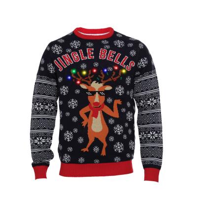 China Anti-wrinkle Chinese Factory Custom Adults Ugly Christmas Sweater Manufacturer With LED Lights for sale