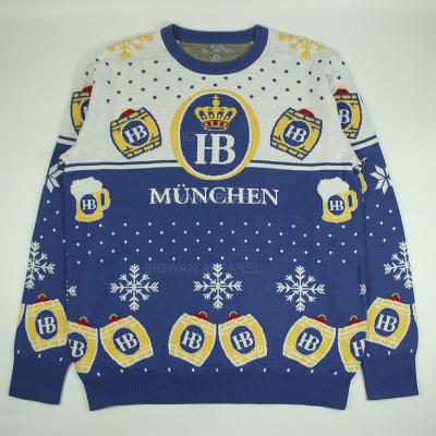 China Custom Knitwear Manufacturer LOGO Acrylic Ugly Knitwear OEM Anti-pilling BSCI Christmas Sweater Beer Company Custom for sale