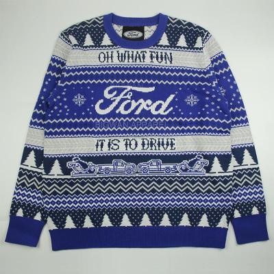 China Custom LOGO OEM Car Company Brand QUICK DRY Christmas Knitted Sweater Ladies Cheap Funny Christmas Jumper Custom for sale