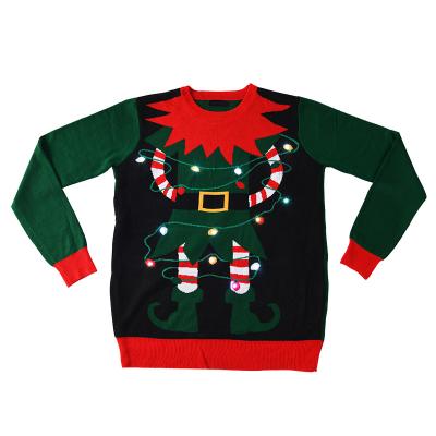 China 7GG Novelty Funny Custom Logo OEM & ODM Anti-Wrinkle Knitted Custom Ugly Christmas Jumper With Lights for sale