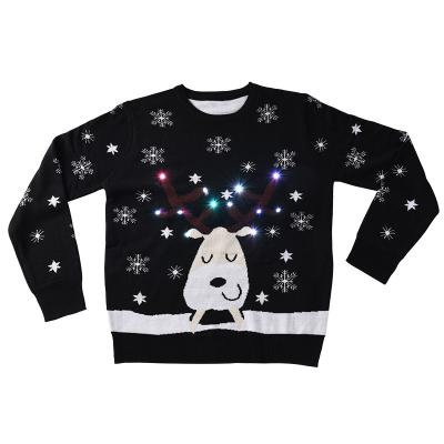 China OEM and ODM custom logo anti-pilling novelty knit pattern party league custom christmas sweater led lights for sale