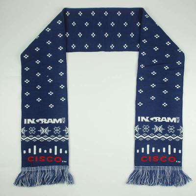 China Custom Logo Long Acrylic Winter Knitted Scarves Jacquard Football Custom Knit Scarf for sale