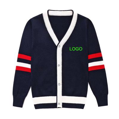 China Anti-pilling manufacturer supply custom autumn winter men knit casual custom long sleeve letterman school cardigan for sale