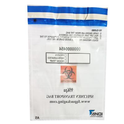 China Recyclable 95KPA Specimen Transport Biohazard Bag Specimen Bag Medical Biohazard Bag for sale