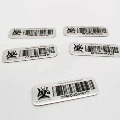 China Permanent Labeling Scratch-Up Prototype Aluminum Label Metal Capital Metal Sticker Plate Permanent Printed Aluminum Barcode Labels for sale