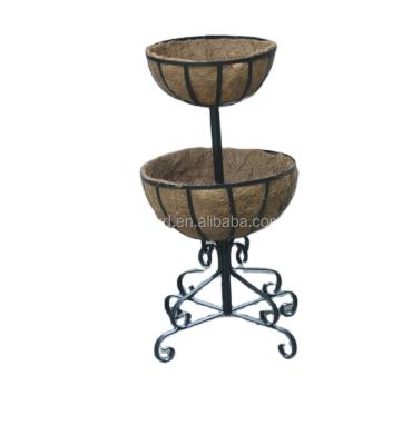 China Modern hot sale guaranteed quality outdoor flower pot, flower basket, 2tier flower fountain with Cocos liner for sale