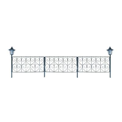 China Easy Easily Assembled Easy To Install Decorative Steel Retro Garden Fences With Lights Solar Fencing Garden Fence for sale