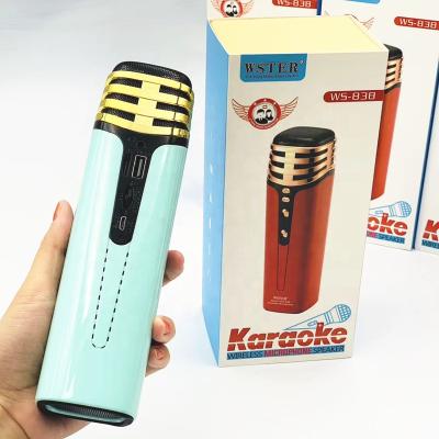 China Sound Support WS838 WSTER Perfect USB TF CARD FM RADIO with Disco Light Karaoke Speaker Karaoke Wireless Microphone for sale