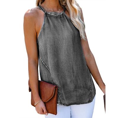 China 2022 summer and autumn women's hot sale halter neck cotton top washable 100% lace-up vest for sale