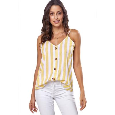 China Wholesale Women Washable Top Casual Breathable Clothing T-shirt Crop Cotton Striped Vest for sale