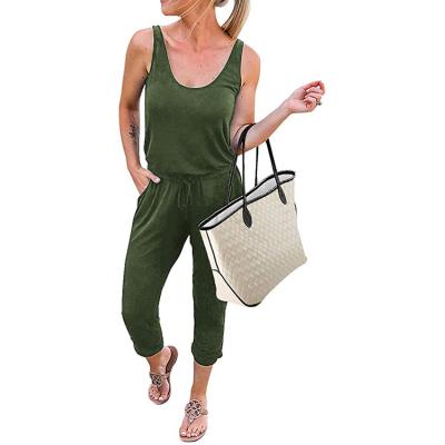 China Summer Breathable Women's Round Neck Solid Color Cloth Loose Breathable Overalls for sale