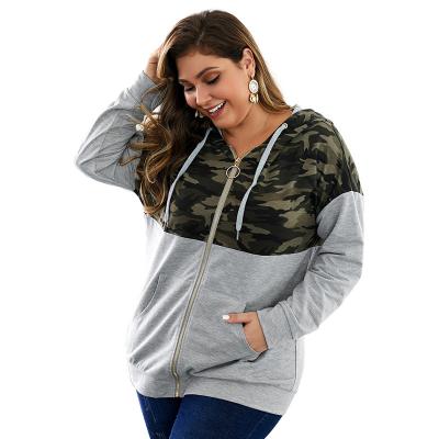 China Breathable Plus Size Casual Sports Pocket Zipper Loose Long Sleeve Women Hooded Sweatshirt for sale