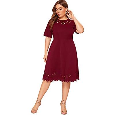 China Factory Wholesale Dry Cleaning Plus Size Summer Cutout Loose Casual Design Women Short Dresses for sale