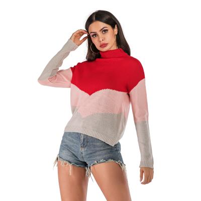 China Anti-wrinkle fashion winter knitwear collar neck sweater women autumn middle fashionable clothing high knit sweater korean print for sale