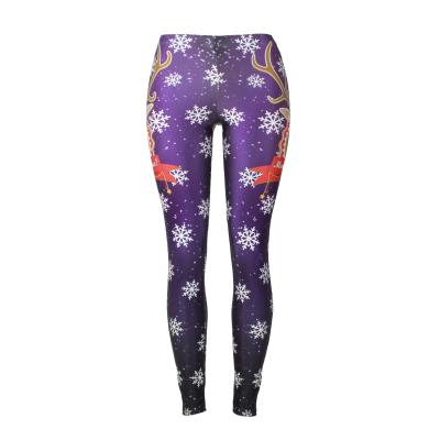 China Santa Claus Christmas Tree Snowflake Antibacterial Warm Deer Printed Leggings for sale