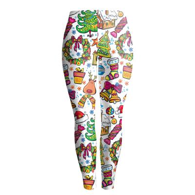 China 2021 New Women's High Quality Antibacterial Santa Claus Christmas Digital Copy Legging for sale