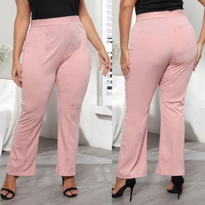 China Anti-wrinkle 2021 fall plus size street style women's pink wide leg pants yoga pants for sale