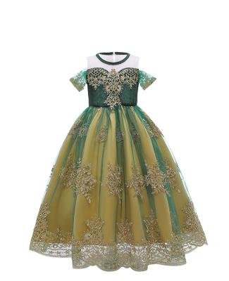 China Anti-wrinkle Fashion Children Clothing Princess Dress Kids Halloween Costume Queen Anna Green Cosplay Pretty Children Evening Dress for sale