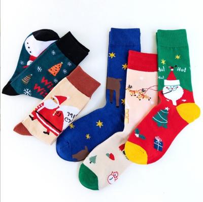 China Yueli Antibacterial Christmas 5 Pair Gift Box Winter Snowman Santa Claus Cartoon Cotton Socks for sale