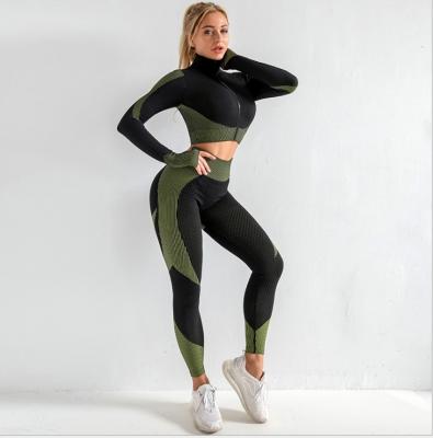 China Yueli new yoga clothing suit autumn and winter buttocks fitness yoga viable knitting elastic clothing for sale