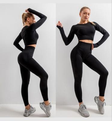 China Breathable 5pcs Seamless Women Yoga Set Workout Sportswear Gym Clothing Fitness Long Sleeve Crop Top High Waist Leggings Sports Suits for sale