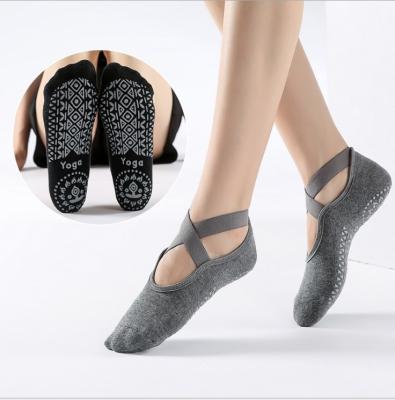 China Yueli Antibacterial Lacing Yoga Socks With Buckle Guard Heel Non Slip Socks For Yoga Beginners for sale