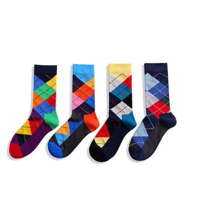 China Wholesale Custom Anti-Fault YUELI Dress Socks Men Personality Grid Business Tube Sock for sale