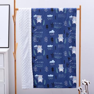 China Washable Printing And Dyeing Cartoon Baby Carriage Blankets Anti-bacteria Design Double Sided Machine Baby Kids Sleep Blankets for sale