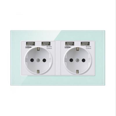 China European French Korean German Wall Socket Euro Standard 16A Round Hole With USB Socket German Panel 2-16A-2 for sale