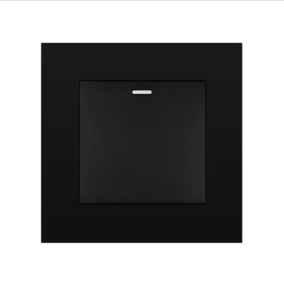 China Home Wall Light Control 86 1Gang 1way Black Flame Retardant PC Switch Eu Type Material ECuSn-A Switch Socket for sale