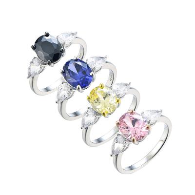 China Authentic 925 FASHIONABLE Sterling Silver Rings For Women around Sapphire Stone Rings Personalized Party adjustable size wholesale for sale