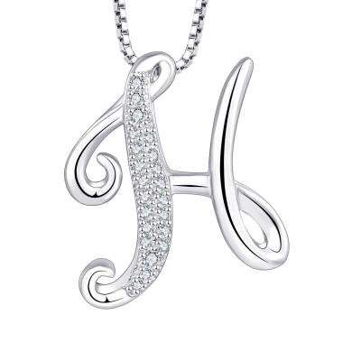 China Fashion 925 Sterling Silver Initial Alphabet Letter H Name Charm Pendant Necklace Personalized Gifts for Women or Girls for sale