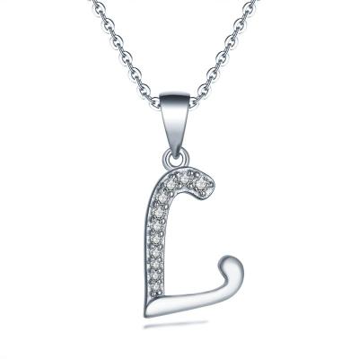 China Fashion Personalized Best Gifts For Custom Design 925 Sterling Silver With Cz L Tasty Letter Pendant Necklace for sale