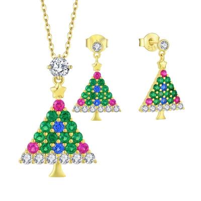 China 2022 Cute New Style Fashion Christmas Tree Jewelry Set Ring Earrings Christmas Jewelry Set Necklace Gift For Female Girl - Push Purchase C for sale