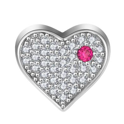 China Daily 925 Sterling Silver Fashion Full Diamond Heart Shaped Charm Can Be Used With Snake Bone Bracelet for sale