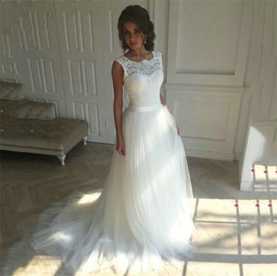 China New Breathable White Wedding Dress Fashion Small Tail Bridal Wedding Dress Wedding Dress for sale