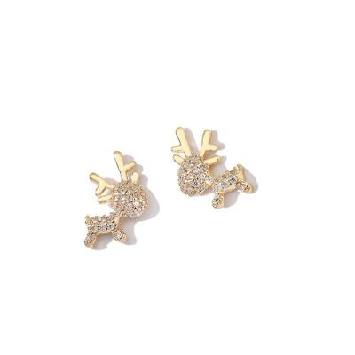 China Lovely Sweet Earring S925 Deer Shipping Christmas Elk Earring Casual/Sporty Delicate Simple Silver Compact Needle Earrings for sale