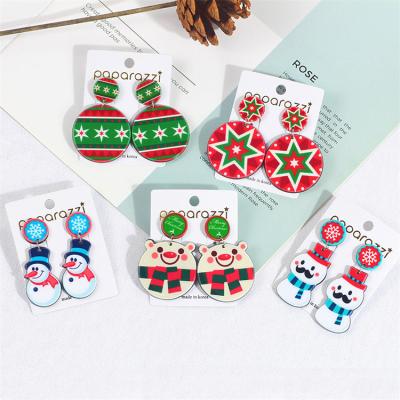 China Drop Acrylic Christmas Gift For Christmas Stud Earrings Fashion Personality Snowman Pattern Ears 2022 Casual/Sports New Shipping for sale