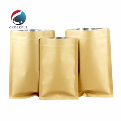 China 9x13 Kraft Brown Paper Aluminum Foil Recyclable Stock Flat Ziplock Bag For Snack/Seed/Coffee/Tea Packing for sale