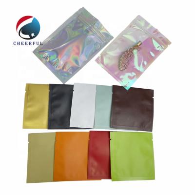 China Custom Logo Multicolor Flat Aluminum Foil Recyclable Matte Finish Sample Sachet Zip Lock Small Smell Proof Mylar Bag for sale