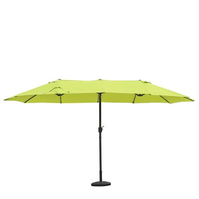 China Hot Sale Modern Large Double Parasol Canopy Outdoor Patio Umbrella Lime Green Twin Beach Umbrellas Color Customized for sale