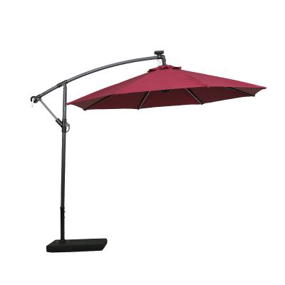 China China Modern Manufacturer Leisure Solar Umbrella with Crank and Tilt Long Rib with Tube Lights for sale