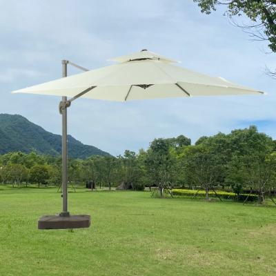 China Double 2.7m*2.7m Modern Outdoor Garden Leisure Furniture Square Top Good Quality With Side Cross Base Umbrella for sale