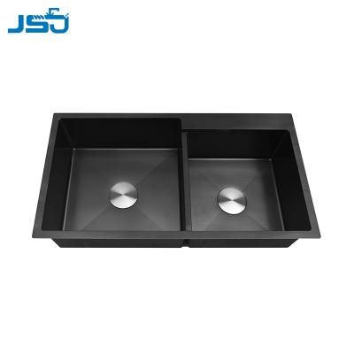 China Without Bowl Handmade Nano Faucet Large Double Bowl Black Outdoor Sink For Kitchen for sale