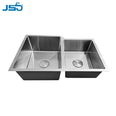 China Without Faucet Undermount Stainless Steel Handmade Restaurant Kitchen Sink With Double Bowl With Nano Customized for sale