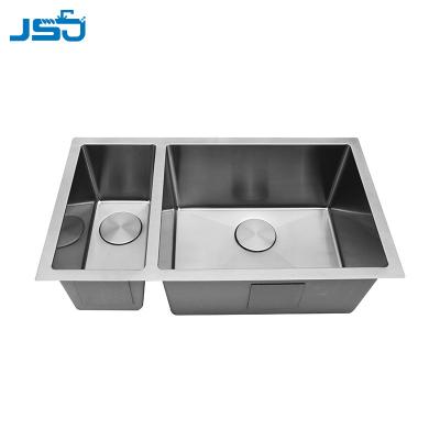 China Without Tap 2022 New Customized Small Nano Handmade Undermount Double Bowl Stainless Steel Outdoor Kitchen Sink for sale