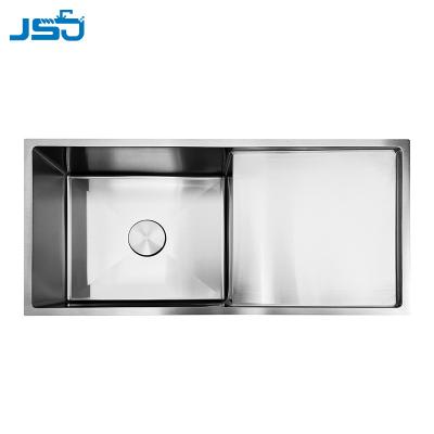 China Without Faucet SUS304 Snow Satin Undermount Handmade Customized Nano Kitchen Sink With Drain Board for sale