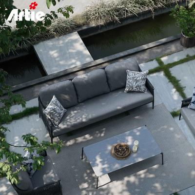 China Artie Luxury Aluminum Frame Patio Waterproof Furniture Garden Sofa Set Hotel Courtyard Outdoor Rope Sofa for sale